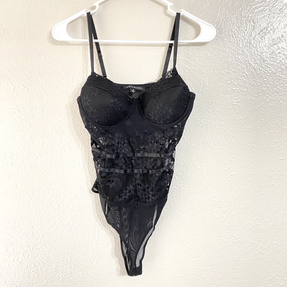 🖤 Black lace lingerie one piece top